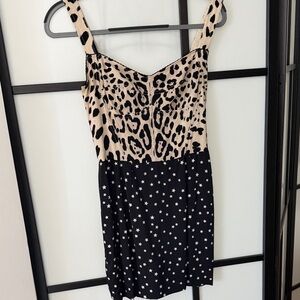 Dolce & Gabbana Beige and Black Patterned Dress